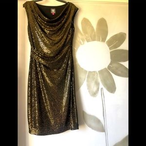 Metallic gold evening dress